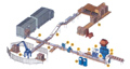 The flow line of automatic weighting stacking and packing